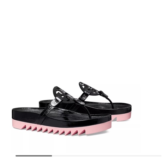 Tory Burch Shoes - Tory Burch Miller Cloud black & pink wedge size 8.5.